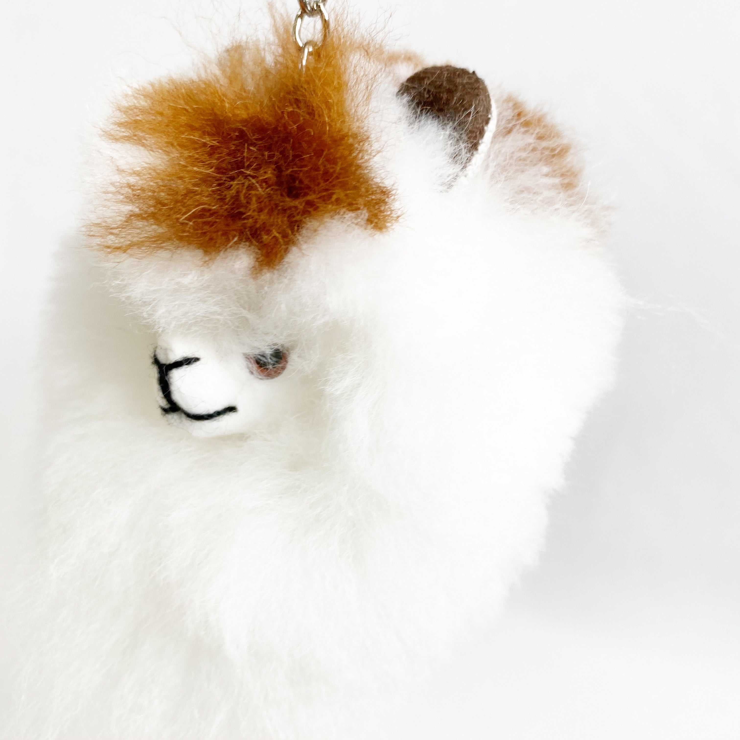 Pom Pom Stuffed Alpaca Keychain