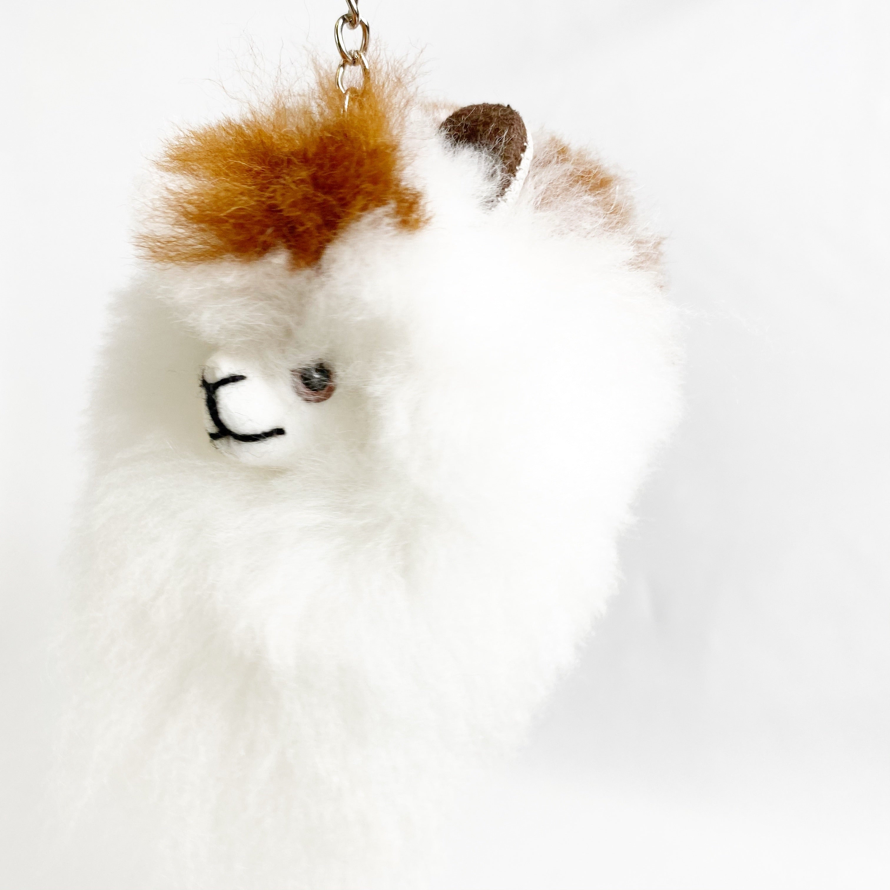 Pom Pom Stuffed Alpaca Keychain